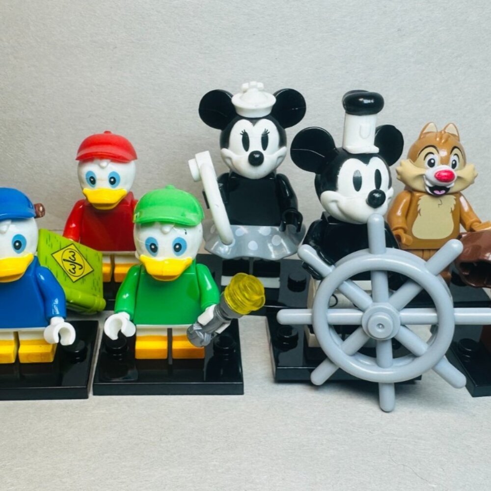 Custom Printed MOC Classic Disney Characters Steamboat Willie Minifigures 8 Pack